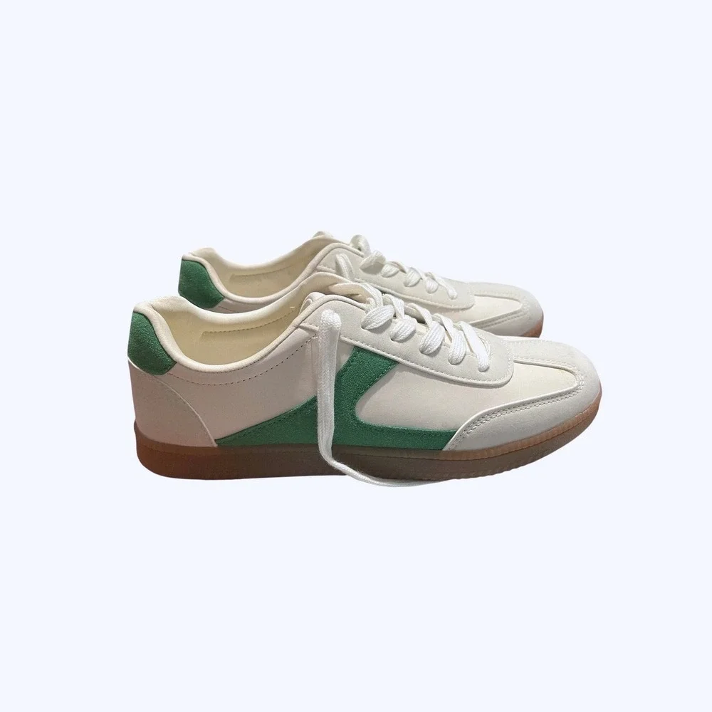No Boundaries Women's Sneakers Size 9 White Green Retro Sporty Trendy